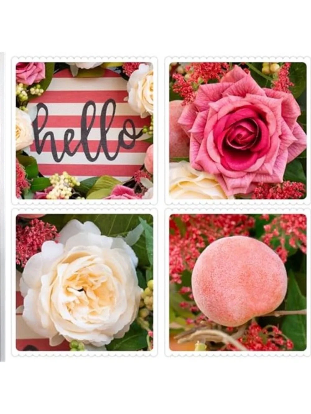 Spring Wreath Peony & Rose Floral Summer Wreath with Pink Peach, 24 Inch